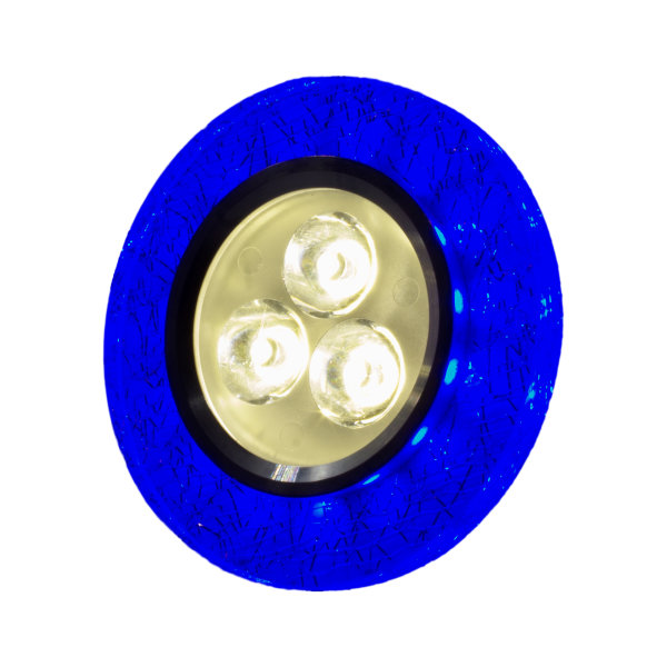 SpiceLED Einbaupanel | CrushLED | 6W neutralweiß Effektlicht blau | Runde LED Einbauleuchte | Fullbody-Glas Bruchdesign | dimmbar