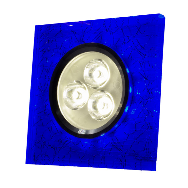 SpiceLED Einbaupanel | CrushLED | 6W neutralweiß Effektlicht blau | Quadratische LED Einbauleuchte | Fullbody-Glas Bruchdesign | dimmbar