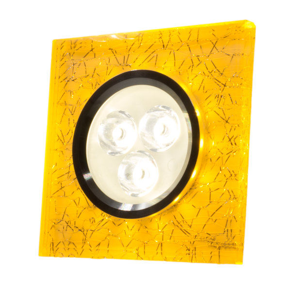 SpiceLED Einbaupanel | CrushLED | 6W neutralweiß Effektlicht orange | Quadratische LED Einbauleuchte | Fullbody-Glas Bruchdesign | dimmbar