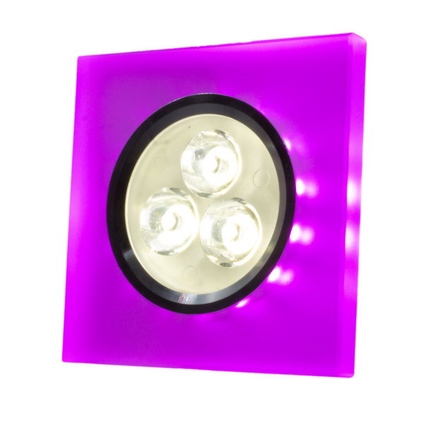 SpiceLED Einbaupanel | CrushLED | 6W Neutralweiß Effektlicht Pink | Quadratische LED Einbauleuchte | Fullbody-Glas Bruchdesign | Dimmbar